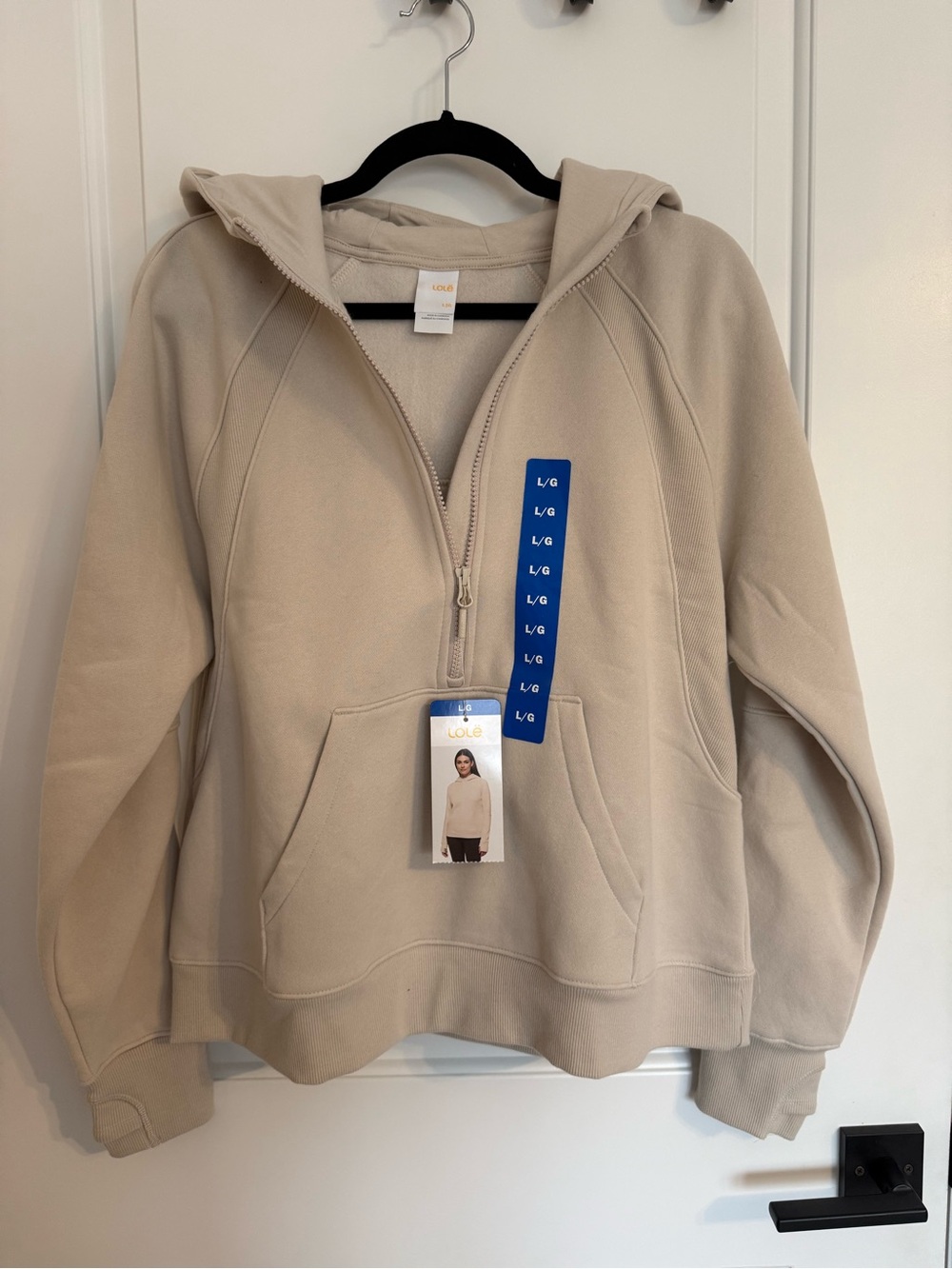 Lole Women's Half-Zip Hooded Sweatshirt — Sand/Taupe